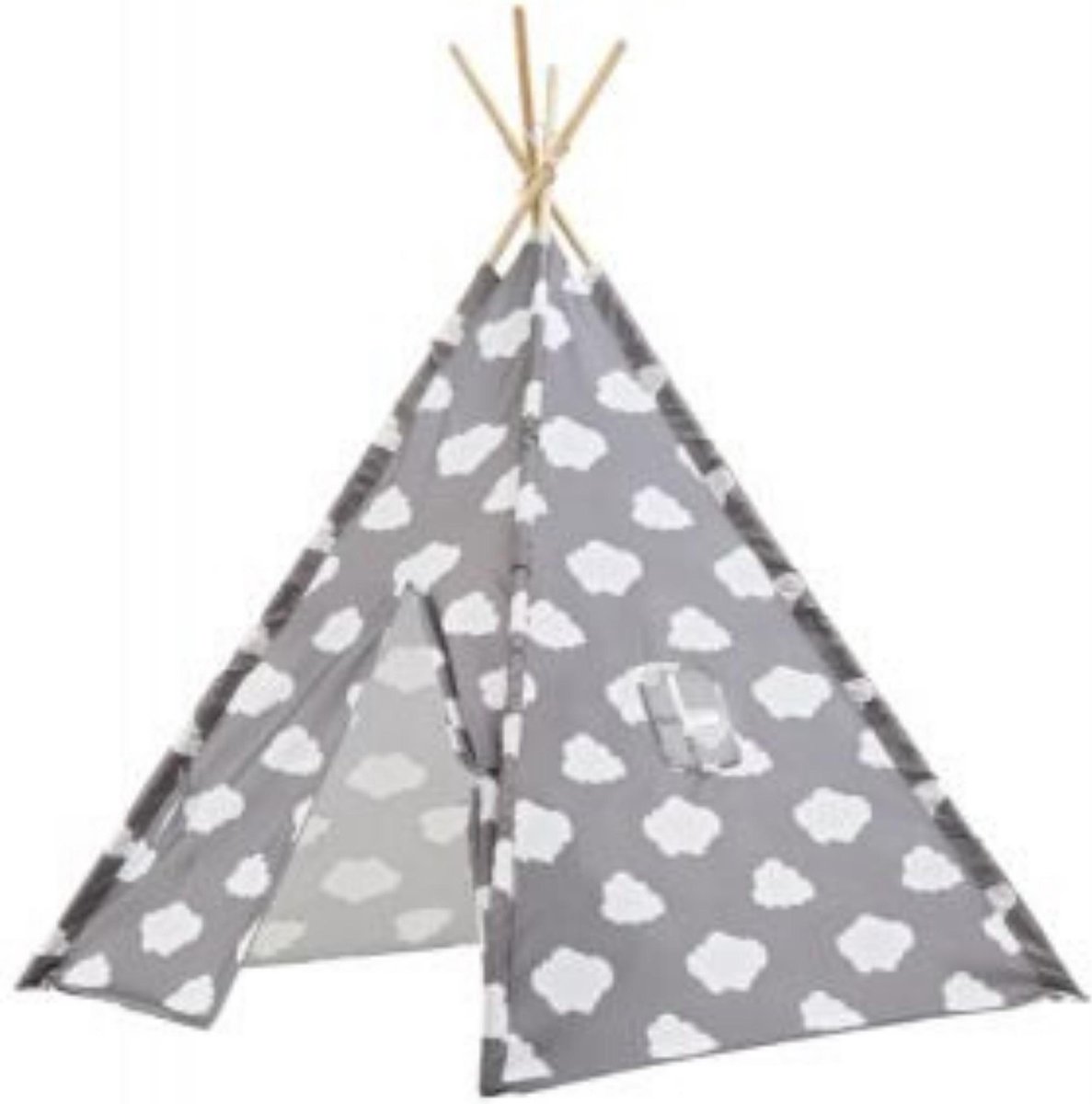 Lucys Living Luxe Tipi Tent WOLKJE grijs - 120 x 120 x 150 cm - wigwam speeltent - tipi tent kinderen - speeltent kinderen - jongens en meisjes - speelgoed